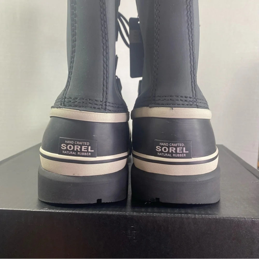 SOREL Caribou Waterproof Boot Insulated Black Dark Stone Natural Rubber Men's 13